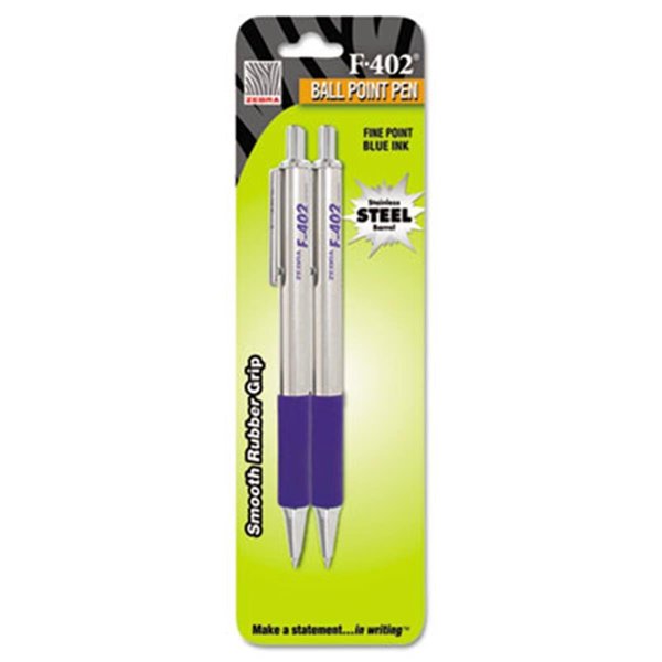 Zebra Pen F-402 Ballpoint Retractable Pen Blue Ink Fine, 2PK ZE30690
